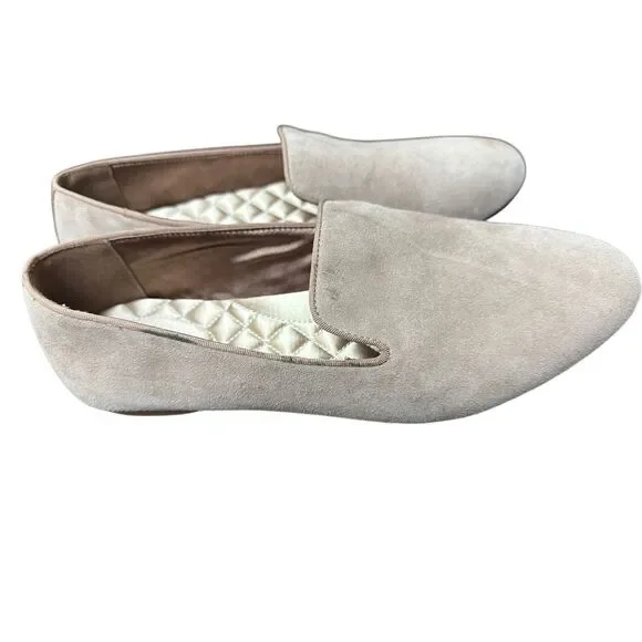 Birdies Starling Latte Suede Womens Loafers Flats Tan Soft Leather Classic Size - Picture 3 of 10